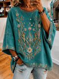 Women'S Vintage Ethnic Patterns Print Loose Top
