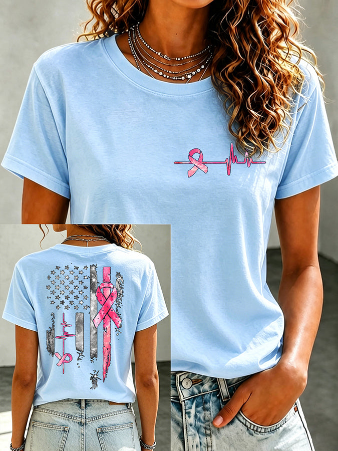 Women'S Belief In Breast Cancer Publicity Print Short Sleeve T-Shirt