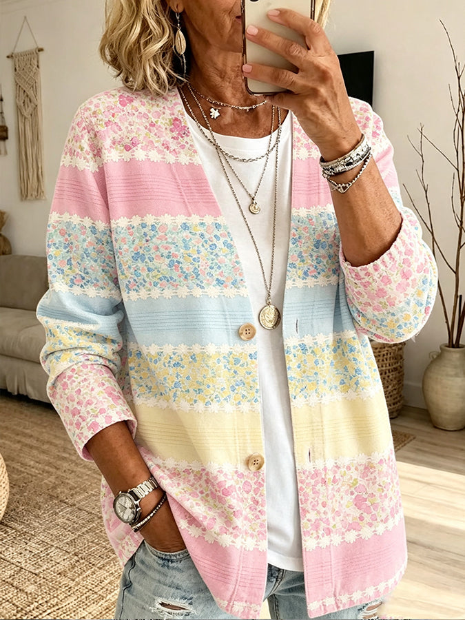Women'S Floral Printed Casual Cardigan