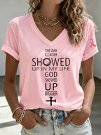 Women'S Breast Cancer Awareness Printed Casual T-Shirt