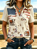 Women's Western-style Retro Print Shirt