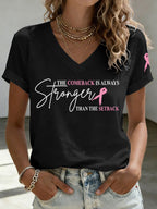Women'S Breast Cancer Awareness Printed Casual T-Shirt
