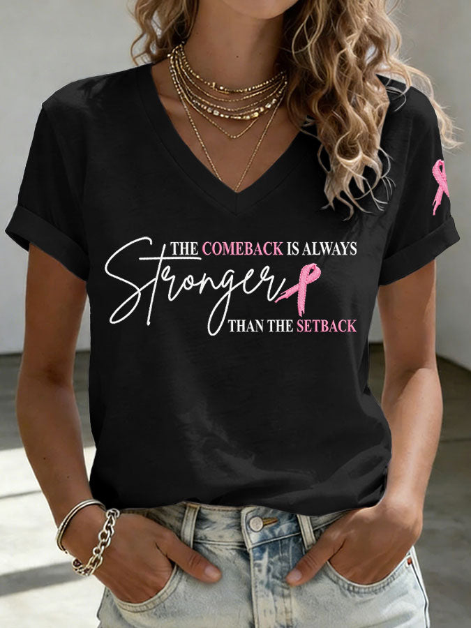 Women'S Breast Cancer Awareness Printed Casual T-Shirt