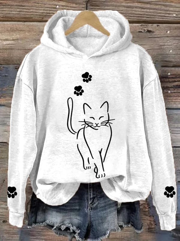 Women'S Cute Cat Graphic Cat Mom Casual Hoodie