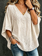 Women'S Cotton And Linen Floral Casual Vacation Top