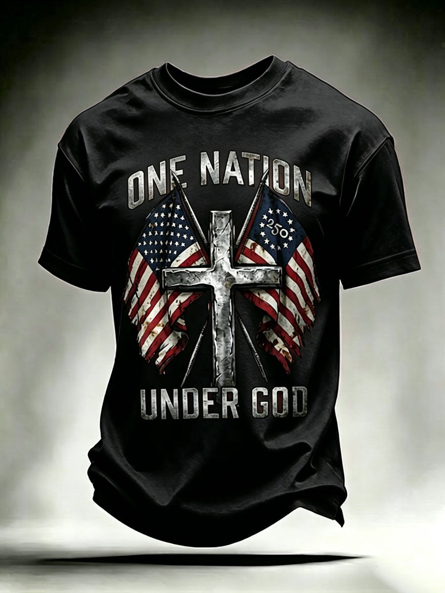 Men'S USA  Independence Day   Faith Art Printed T-Shirt