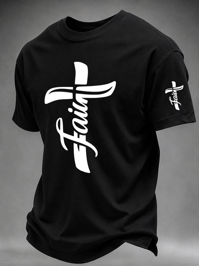 Men'S Faith Cross Christian Printed T-Shirt,