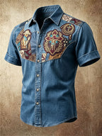 Men'S Western Style Ethnic Print Cross Shirt