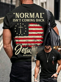 Men's Christian Jesus Cross Print Short Sleeve T-shirt