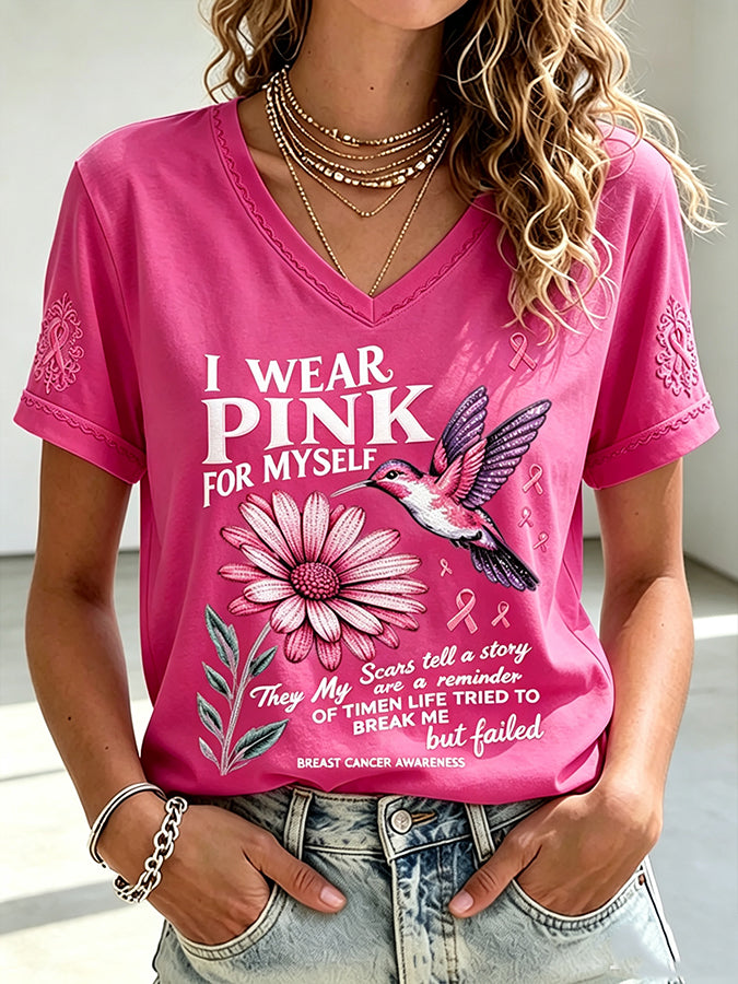 Women'S I Wear Pink For Myself Print Short-Sleeve T-Shirt