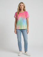 Women's Breast Cancer Awareness Pink Gradient Leaf Printed T-shirt