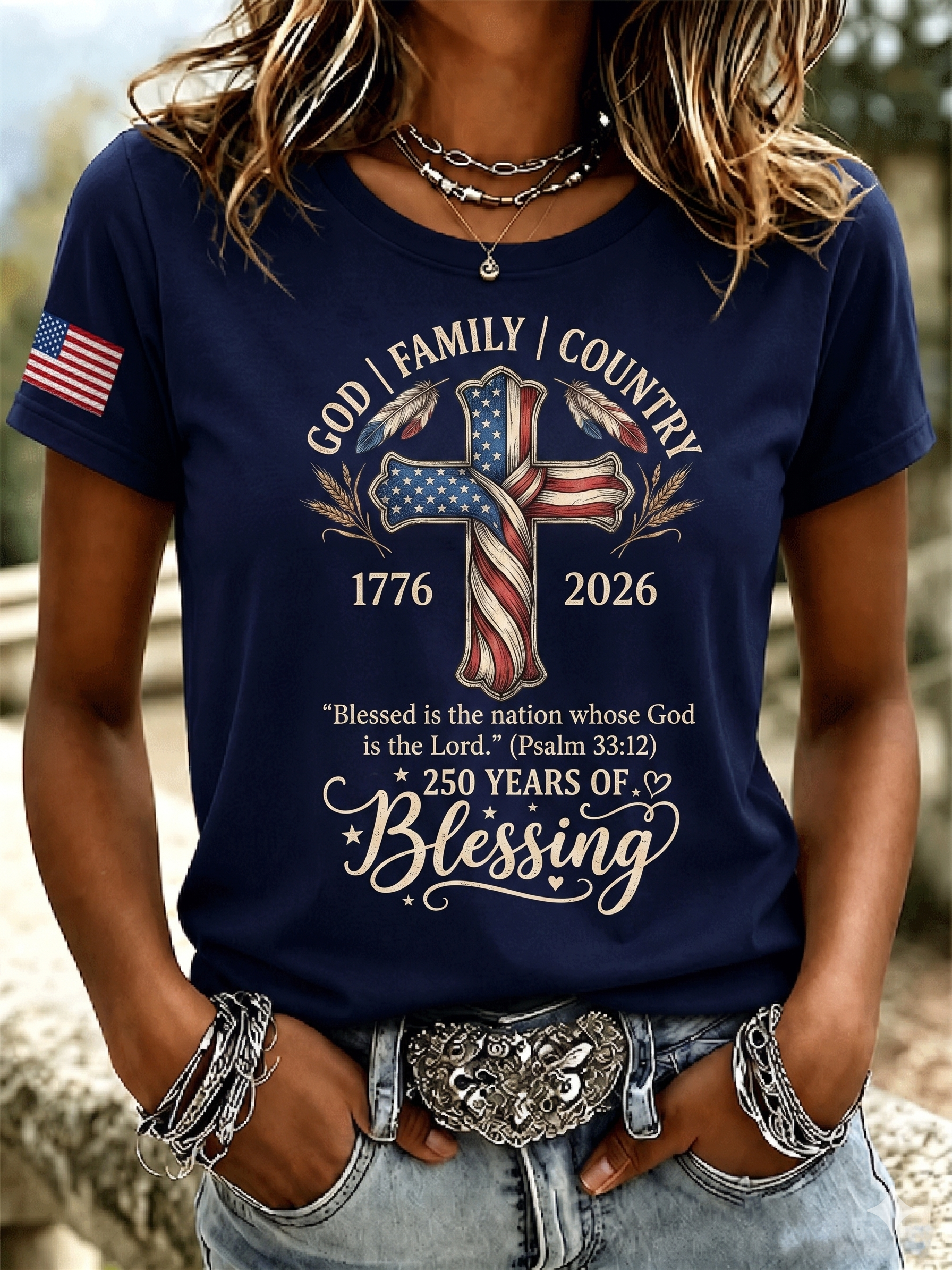 Women's Faith Embroidered Printed T-shirt