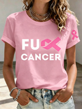 Pink Series Disease Health Awareness Public Welfare Printed Round Neck T-Shirt