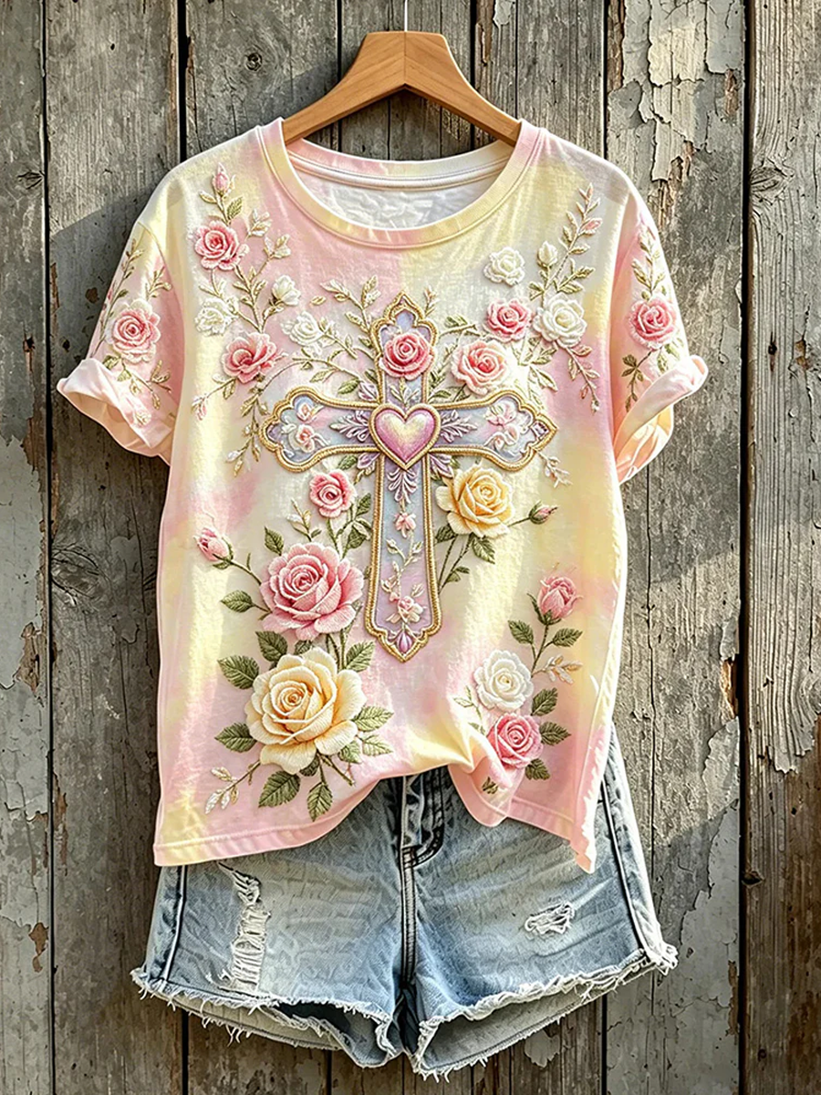 Women's Faith Floral Cotton Linen Top