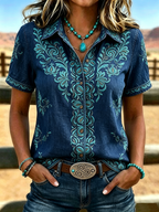 Women's Retro Ethnic Art Printed Shirt