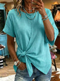 Women's Retro Casual Lace Up Shirt