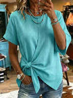 Women's Retro Casual Lace Up Shirt