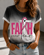 Women'S Belief In Breast Cancer Publicity Print Short Sleeve T-Shirt