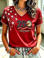 Ladies' Retro 250Th Anniversary Faith V-Neck T-Shirt