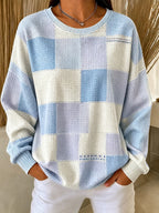 Women's Casual Plaid Art Waffle Top