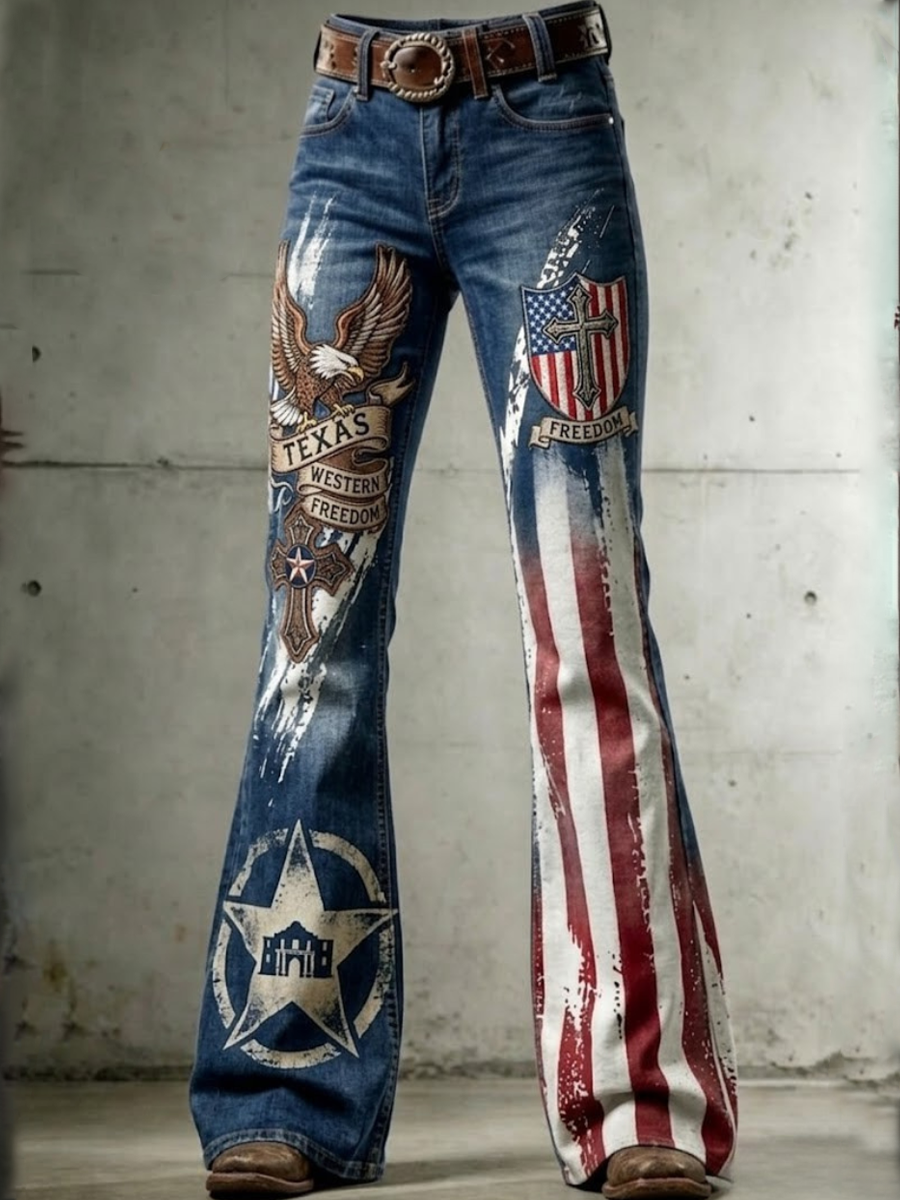 Women's 250th Anniversary Hot Diamond Printed Casual Jeans