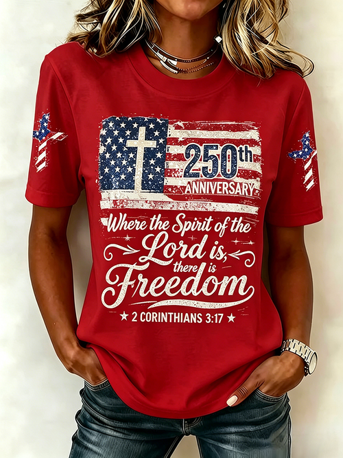 250Th Anniversary Commemorative Faith Glitter Printed Round Neck Top In The United States