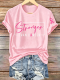 Pink Series Disease Health Awareness Public Welfare Printed Round Neck T-Shirt