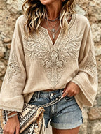 Women's Cross Cotton and Linen Top