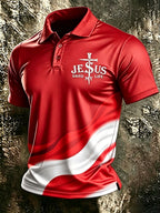 Men'S Faith Contrasting Cross Pattern Casual Polo Shirt