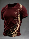 Men'S Retro Independence Day Eagle Pattern Washed Print Art T-Shirt