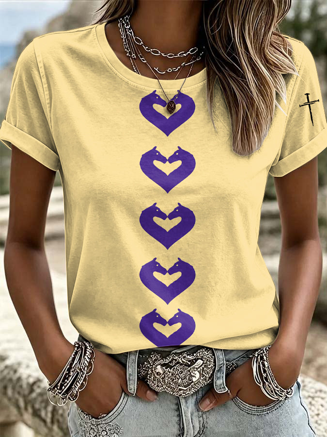 Women's Retro Western Faith Print T-shirt