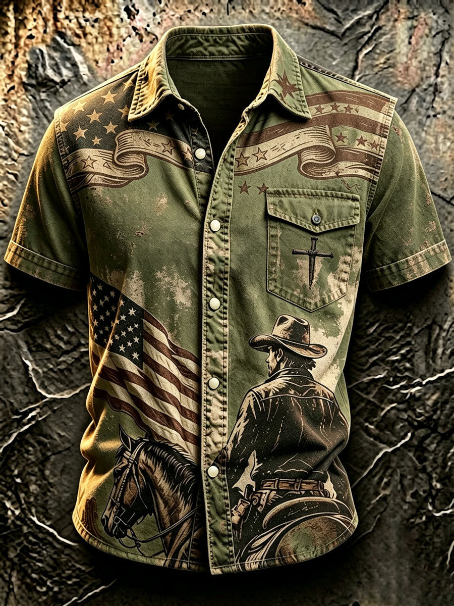 Men'S Western-Style Faith Short-Sleeved Shirt