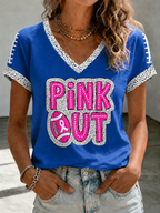 Women'S Breast Cancer Promotional Print Short Sleeved T-Shirt