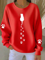 Women'S Simple Pen Cute Cat Paw Print Casual Texture Sportswear