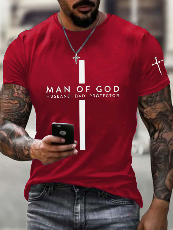 Men's Christian Man of God Husband Dad Graphic T-Shirt