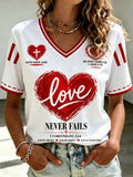 Love God Print Women's V Neck T-Shirt