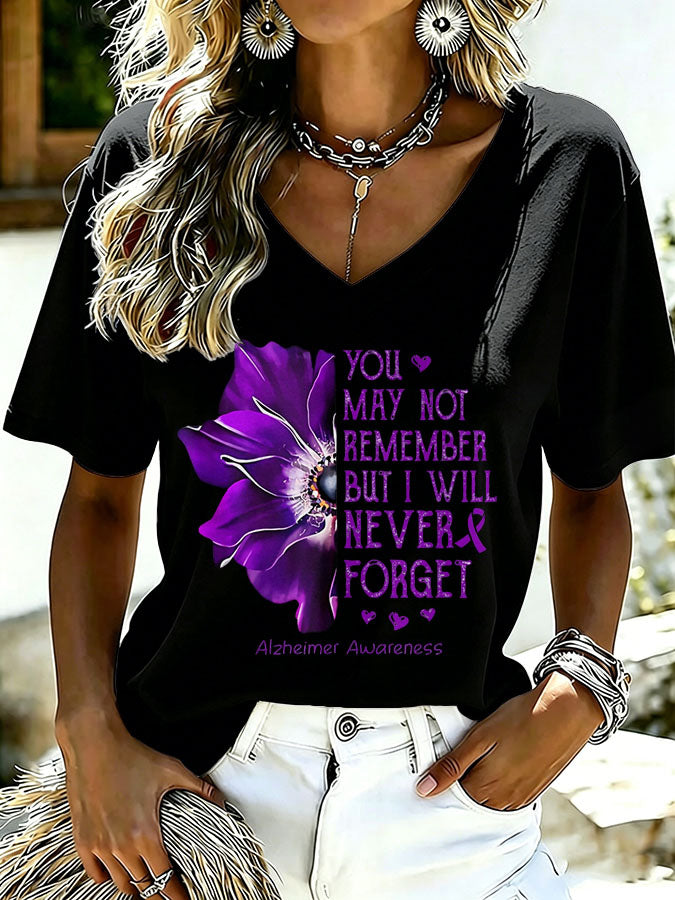 Women'S Alzheimer's awareness Printed Casual T-Shirt