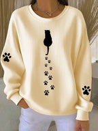 Women'S Simple Pen Cute Cat Paw Print Casual Texture Sportswear
