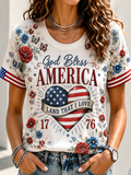 Women's One Nation Under God Printed Casual T-shirt