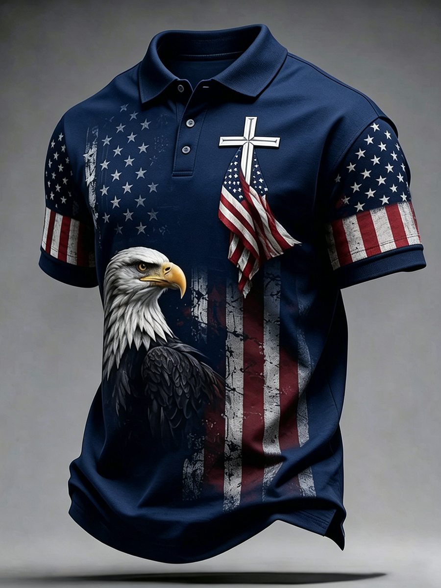 American Commemorative Cross Faith Printed Polo Shirt