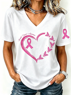 Pink Series Breast Cancer Public Welfare Slogan Printed Women'S Top