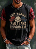 Men'S Retro 250Th Anniversary Western Printed Casual T-Shirt