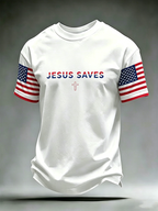 Men'S American Flag Cross Printed Short Sleeve T-Shirt