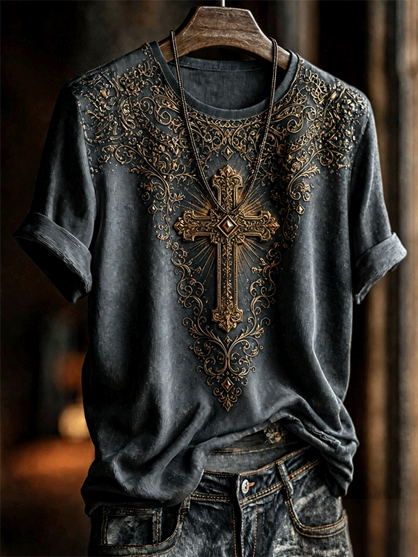 Vintage Floral Art Print Casual Short Sleeve T-shirt