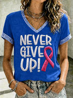 Women'S Breast Cancer Promotional Print Short Sleeved T-Shirt