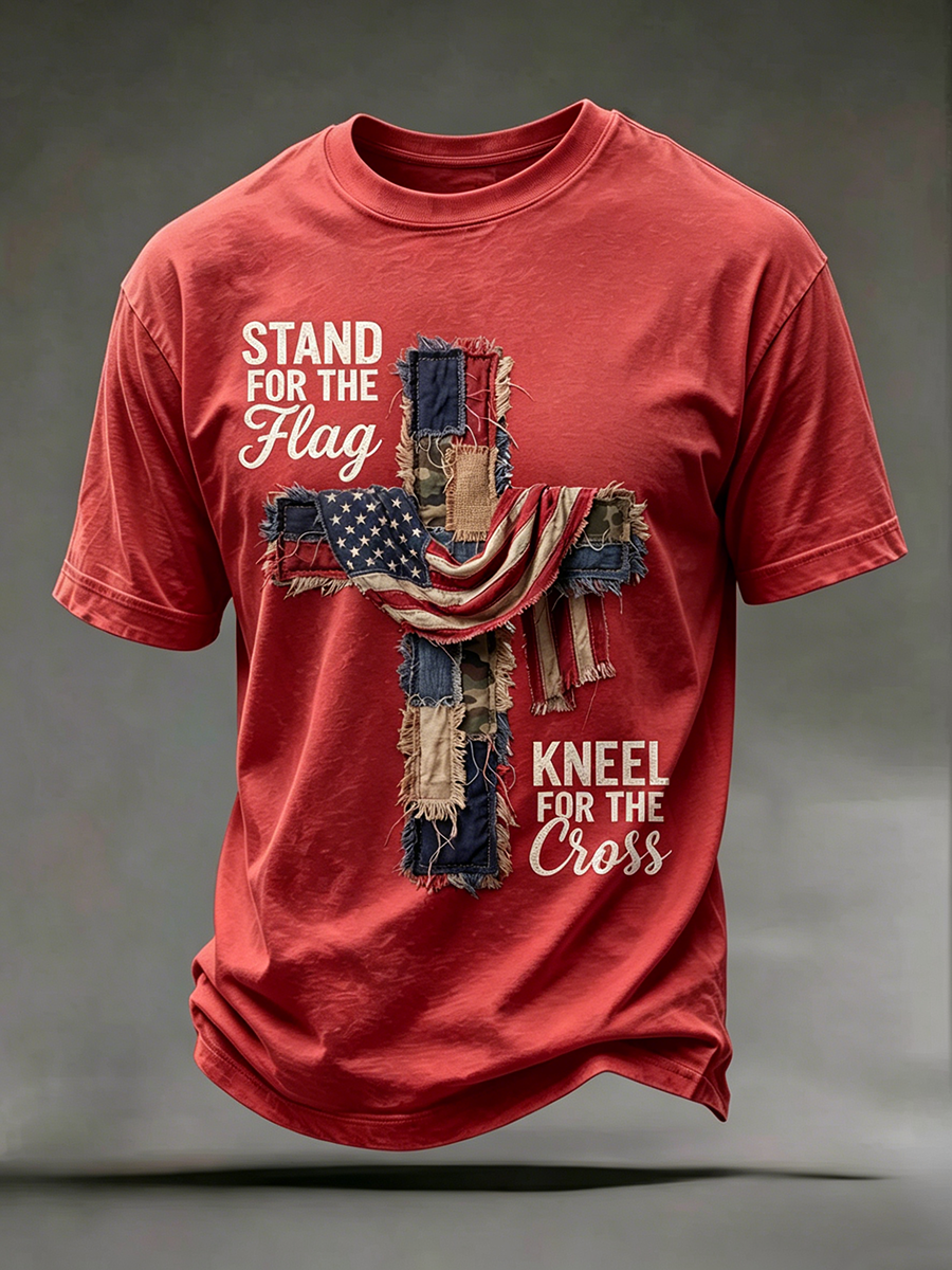 Religious Faith Cross Jesus Casual Printed Round Neck T-Shirt
