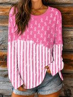 Women'S Pink Breast Cancer Awareness Long Sleeve T-Shirt
