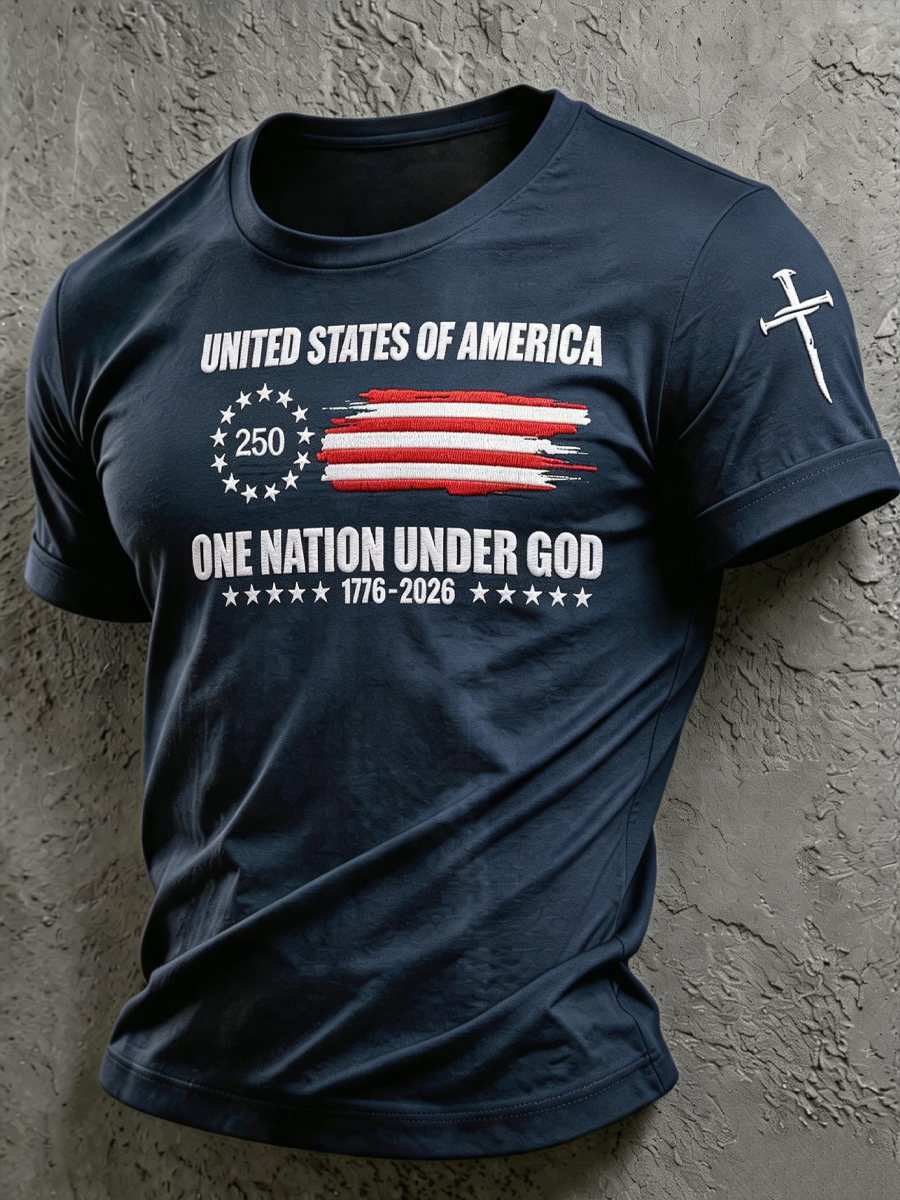 Men'S 250Th Of American Flag One Nation Under God T-Shirt