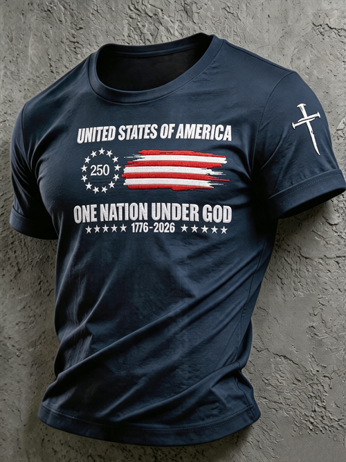Men'S 250Th Of American Flag One Nation Under God T-Shirt