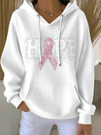 Women'S Breast Cancer Awareness Hope  Printed Casual Hoodie